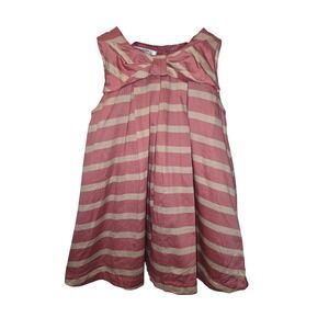 Baby‎ Boden Pink Cream Striped Bow Front Cotton Dress 6-12 Months Sleeveless
